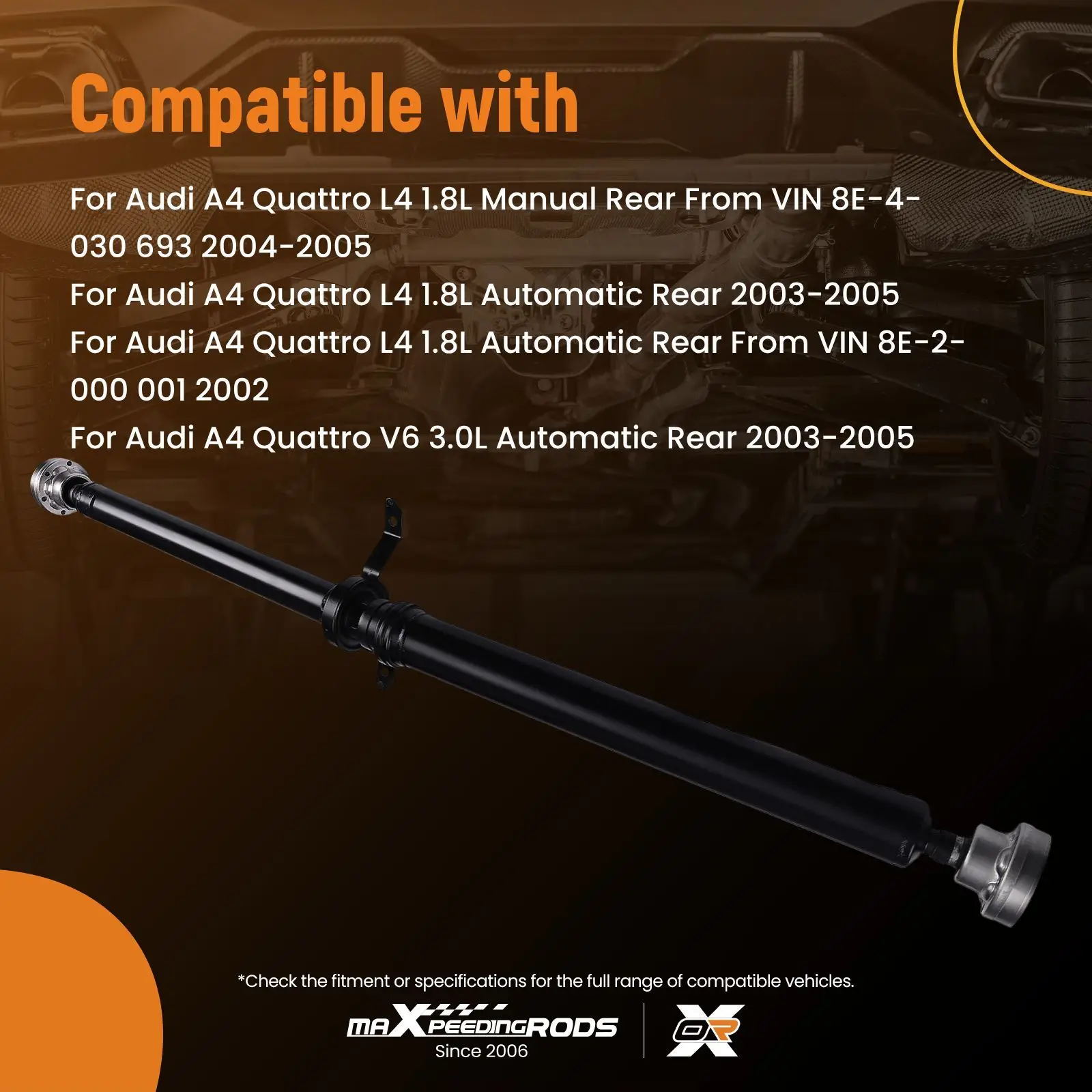 

Rear Drive Shaft Propshaft Assembly for Audi for A4 Quattro 2002-2008 8E0521101T