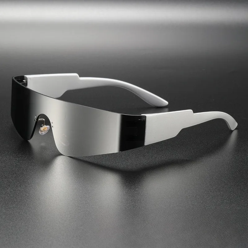 Future Oriented Y2K New Fashionable One-piece Sunglasses, Surround Style Sports Punk Sunglasses