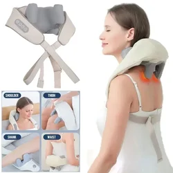 Pescoço elétrico sem fio e massageador traseiro, pescoço e ombro Amassar Massagem Travesseiro, Cervical Back Muscle Relaxing