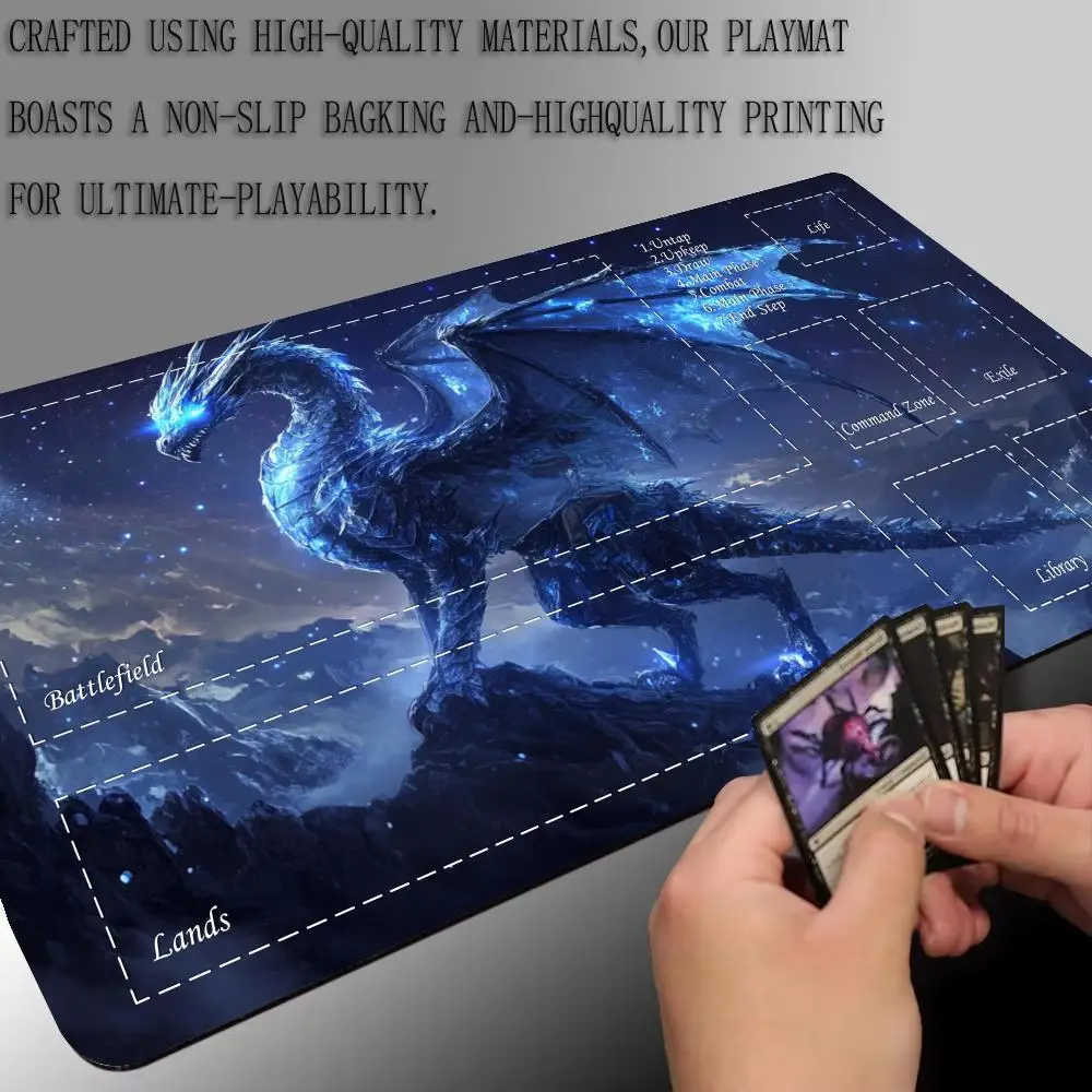 Magic Card Playmat with Zone Green Giant Dragon Mtg Playmat Non-Slip Durable Stitched Edge 35X60CM Desk Mat Tapete Magic Mtg
