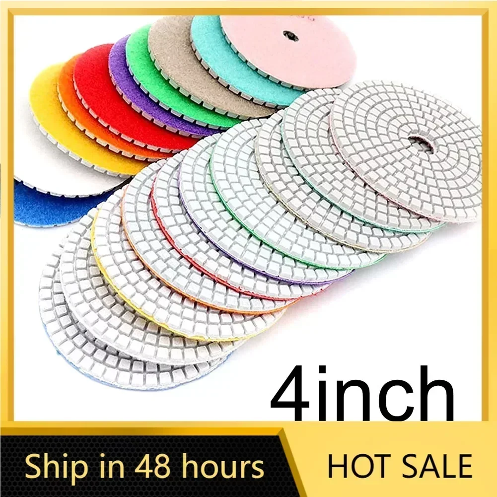 4 Inch 30-10000grit Diamond Polishing Pads Kit Wet/Dry For Granite Stone Concrete Marble Polishing Use Grinding Discs Set