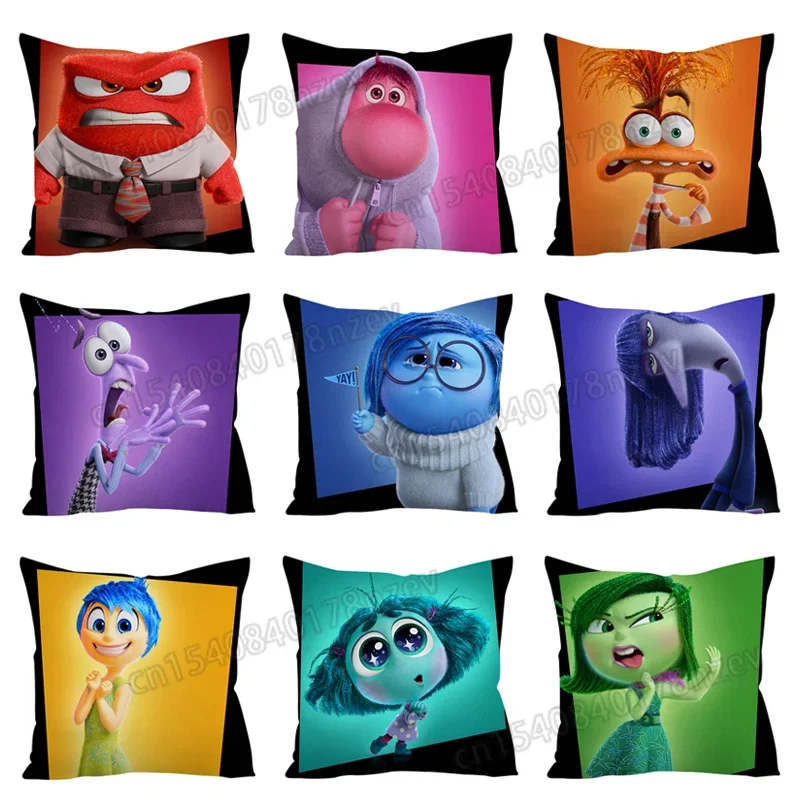 

Disney Inside Out 2 Pillow Case Children Cartoon Figure Sadness Anger Joy Cushion Cover Sofa Room Car Pillowslip Home Decoration