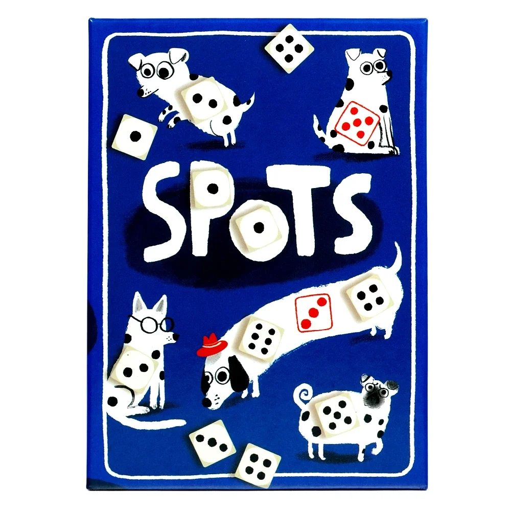 Spots - A game about rolling dice to boost your luck And the dog card game Board games