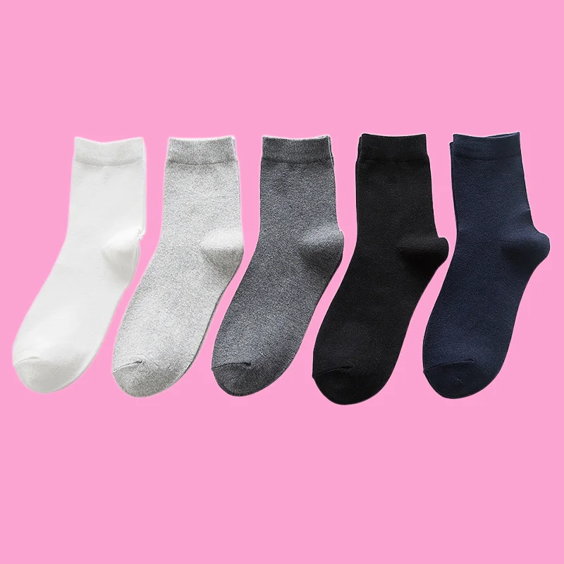 3/5 Pairs 2024 New Summer Thin Cotton Breathable Socks Men's  Arrivals All-match Solid Color Men's Middle-tube TC Cotton Socks