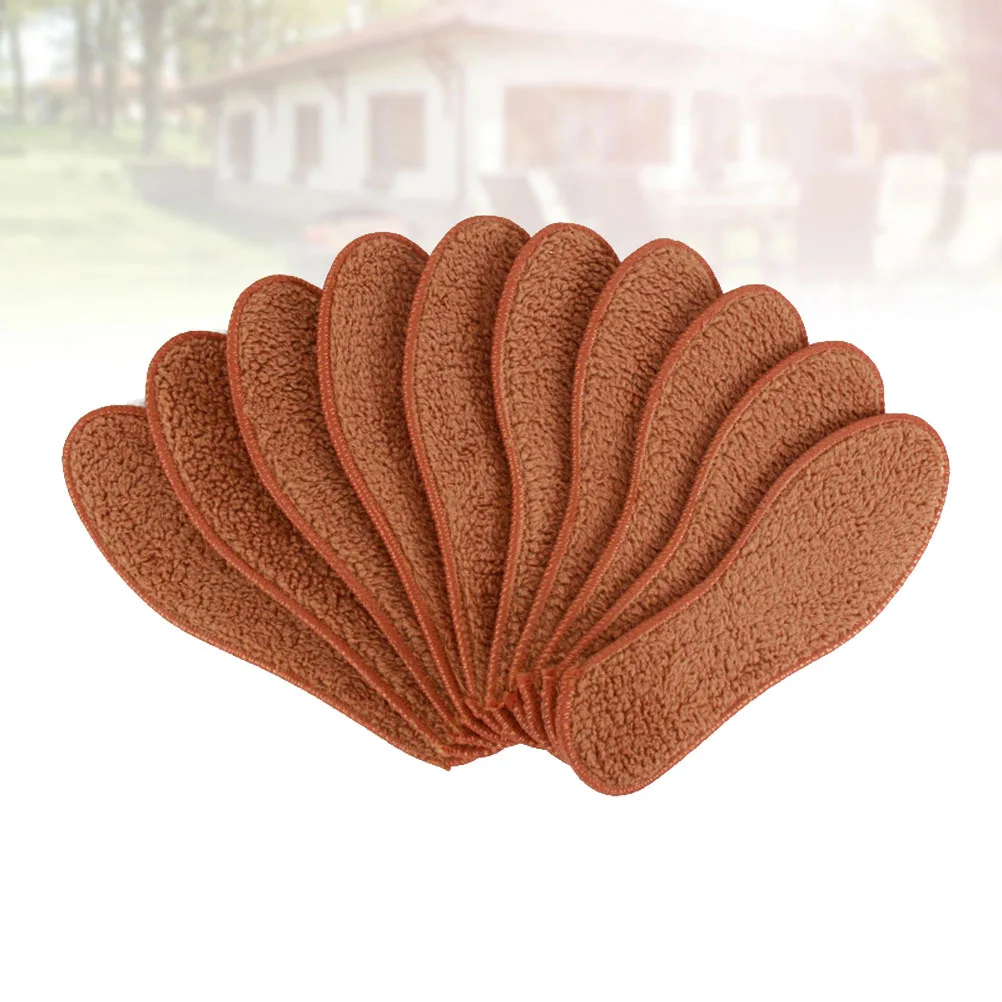 

5pcs Thickened Warm Insoles Imitation Alpaca Wool Shoe Inserts Absorbent Non-Slip Pads For Winter Size 39 Brown