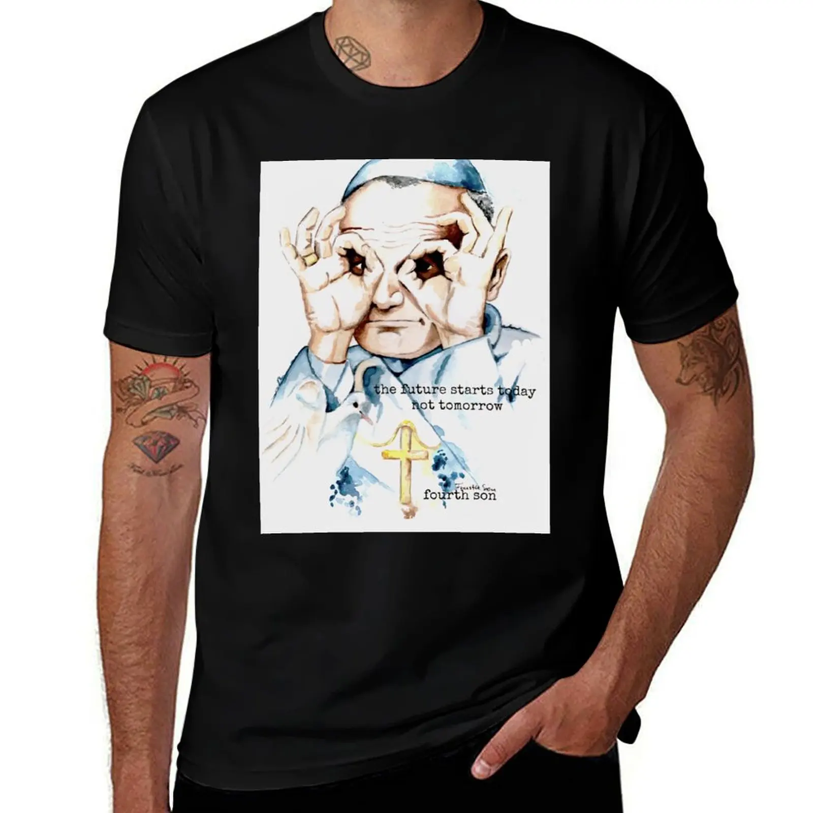 

John Paul II watercolor designe T-Shirt anime clothes sports fans affliction shirts cute clothes clothes for men