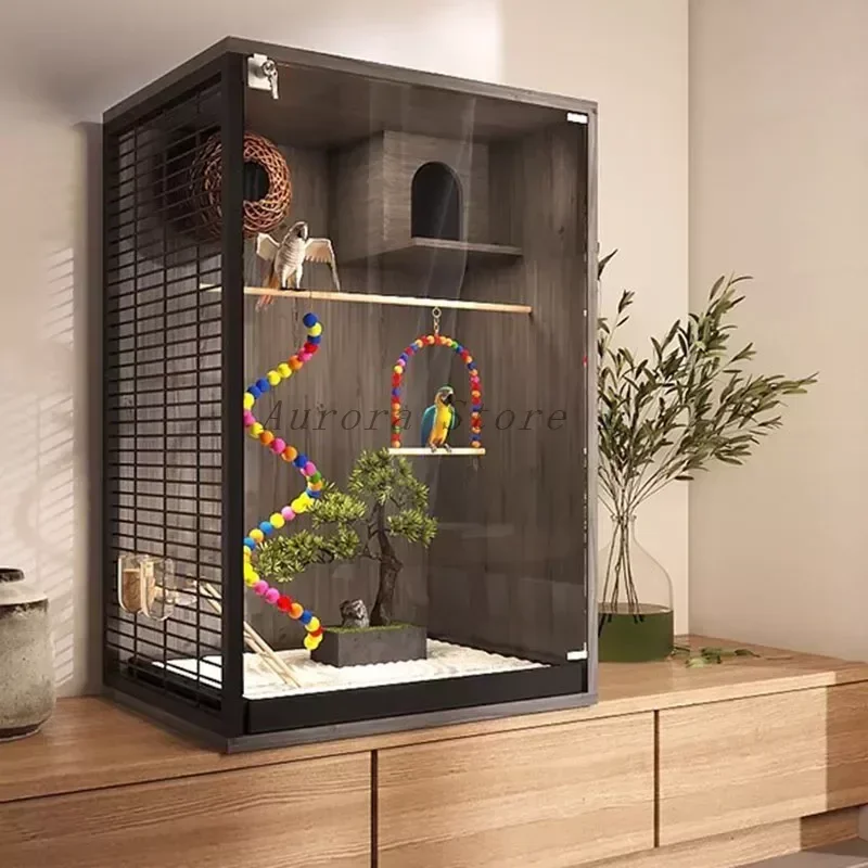 Perches Chinchilla Bird Cage Black Breeding Box Outdoor Carrier Bird Cage Parrot Accesorios Para Jaulas Bird Cage Decoration