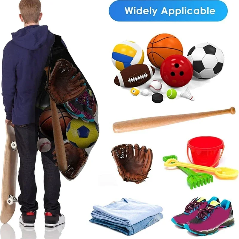 1PC 72 * 100CM Large Capacity Drawstring Drawstring Sports Bag Basketball Storage Mesh Volleyball Mesh Football Bags Accessories