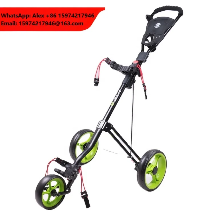Multi-function Three-wheeled Detachable Black Aluminum Golf Push Pull Handle Cart Folding Golf Bag Trolley With Storage Box