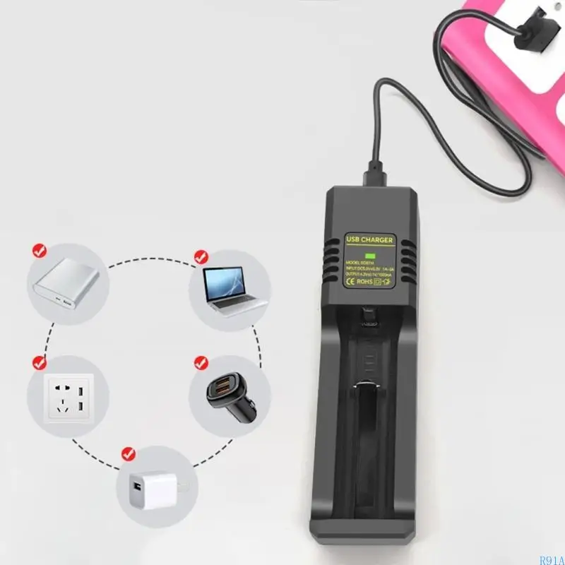 R91A 1 قناة محول شاحن البطارية 1-bay شحن الدفعة نوع الدعم C & USB