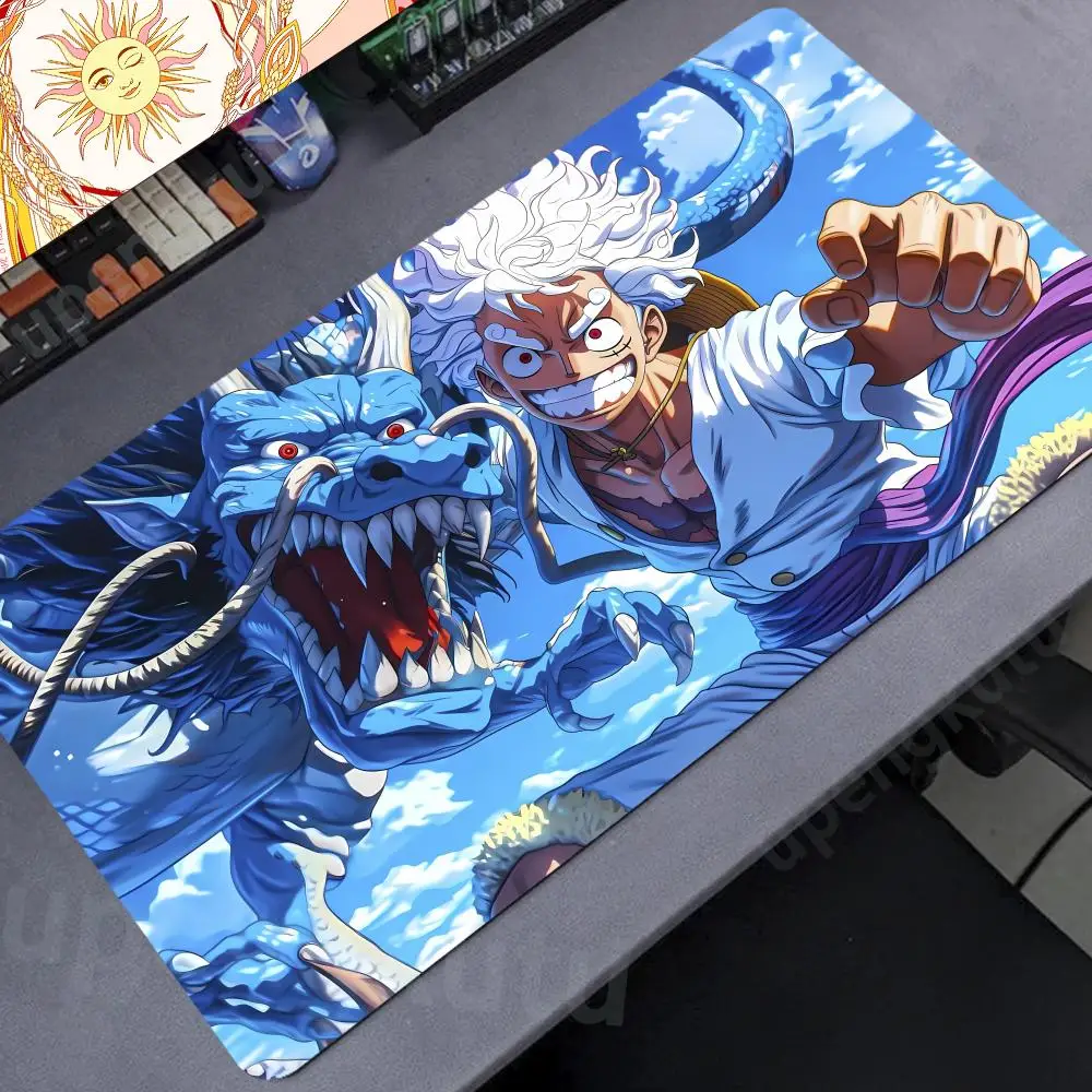 Anime Gear-5 L-Luffy Mousepad New Rubber 90x40cm xxl Mouse Durable Desktop Mousepad Esports Size for Game Keyboard Pad for Gamer