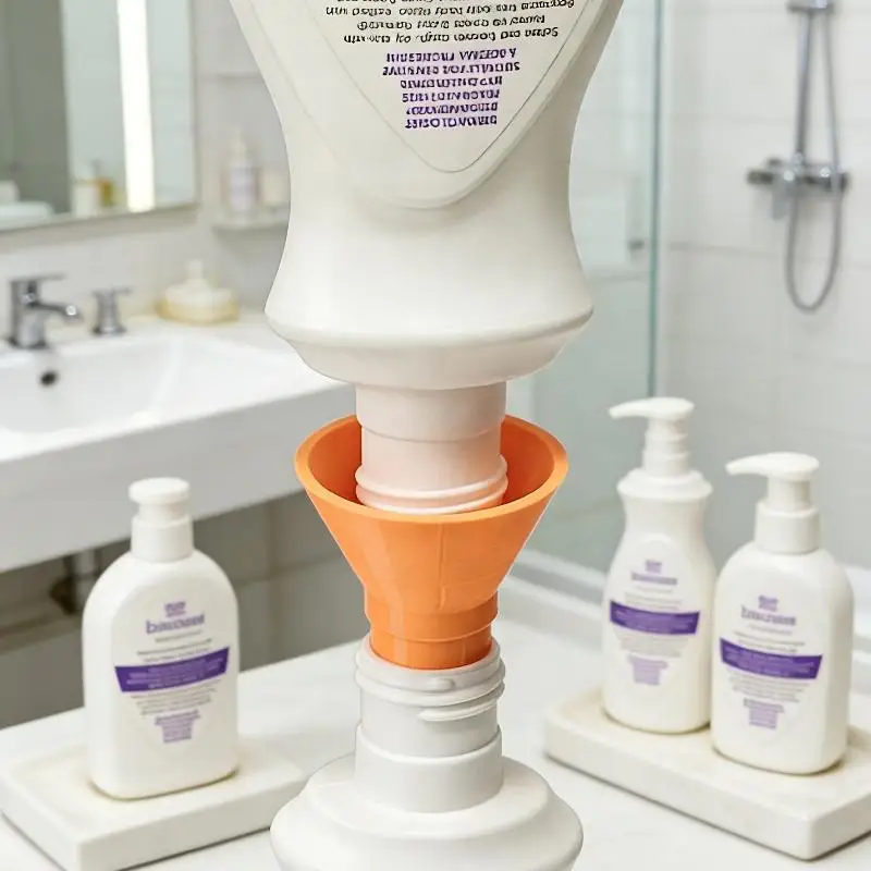 Universal Bottle Emptying Kit Reusable No Waste Funnel Adapter for Shampoo Liquid Soap Cost Saving Bathroom Use