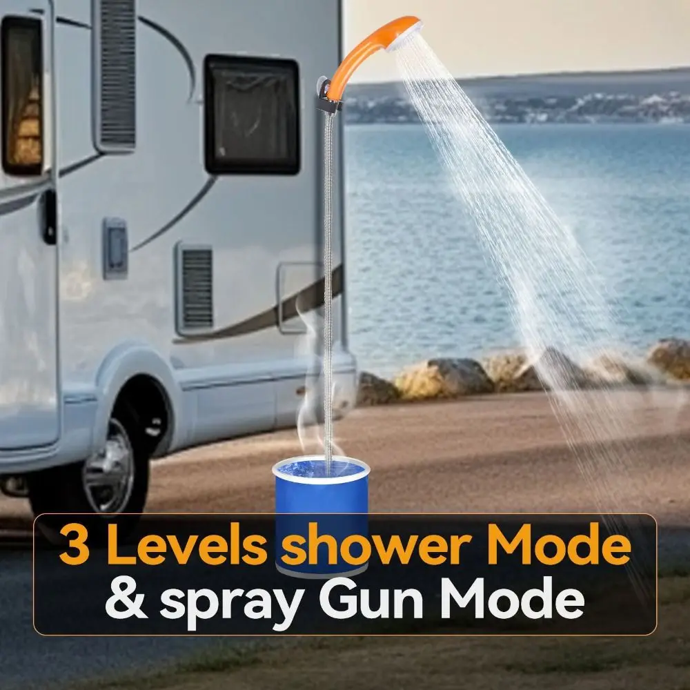 Digital Temperature Display Outdoor Shower 2000Mah Waterproof Pump Head Electric Shower High Pressure