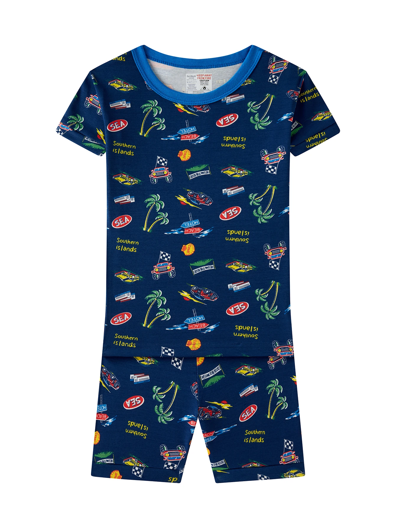 

Boys' Summer Pajamas Pure Cotton Short-Sleeved Short Set Pure Cotton Soft Home Wear Cartoon Car Racing Print Nightclothes 2-8Y