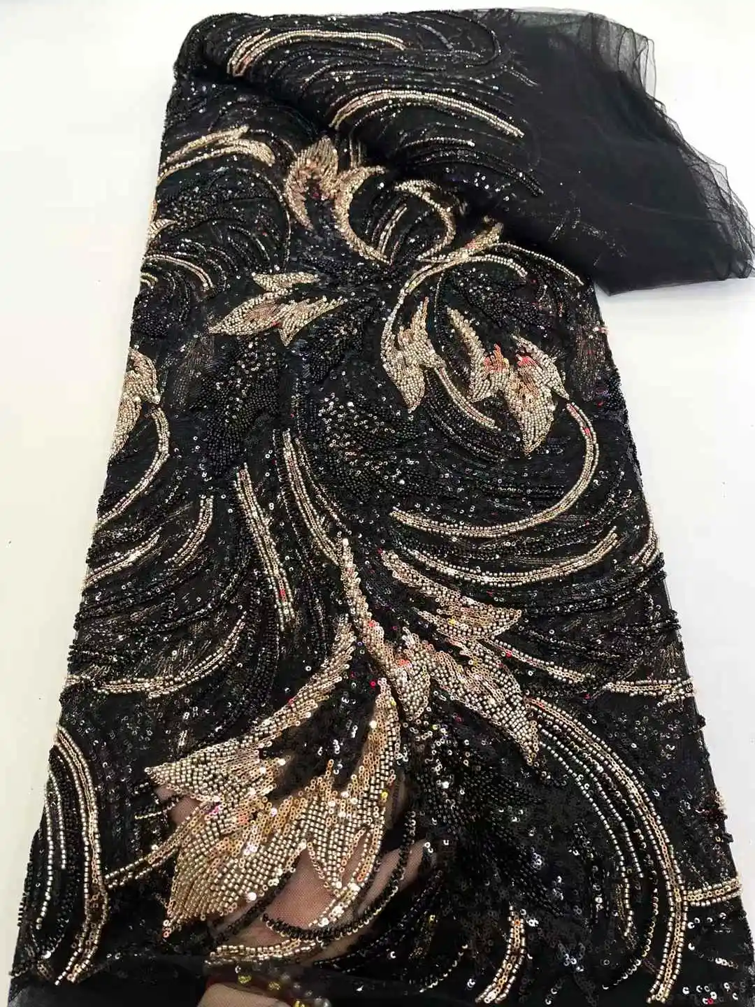 Nigeriano Nuovo Elenco In Rilievo Maglia di Pizzo di Alta Qualità Francese Paillettes Sposa Africana Tessuto di Pizzo Per La Festa Nuziale di Lusso 2025