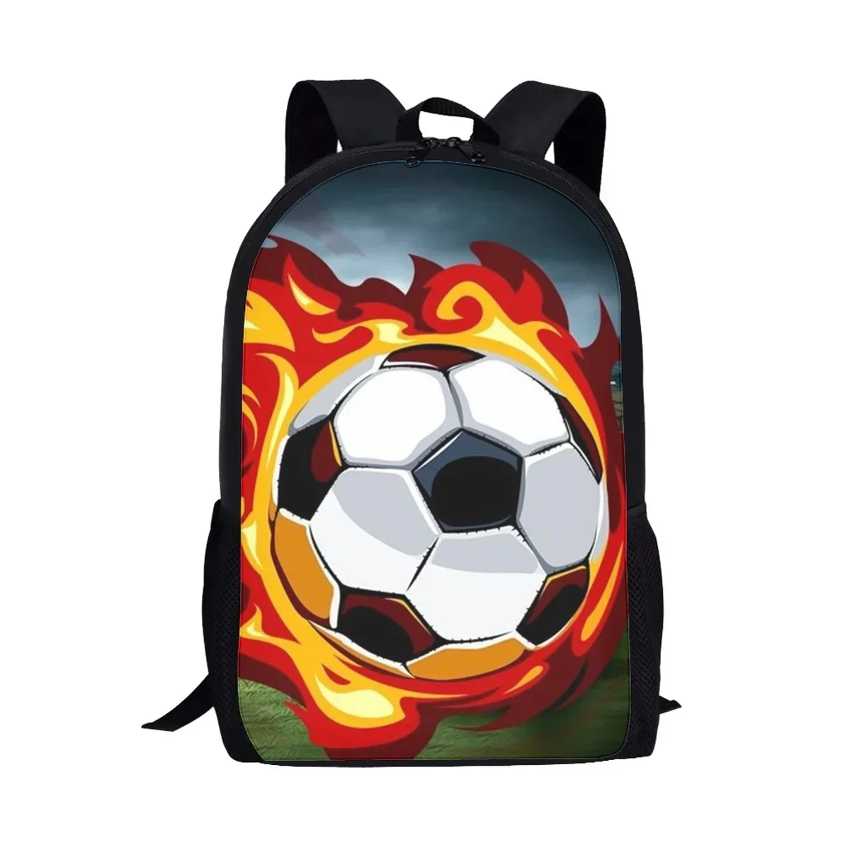 Green Flame Football School Bag Large Capacity High School Soccer Print Casual Backpacks for Teenagers Children Backpacks