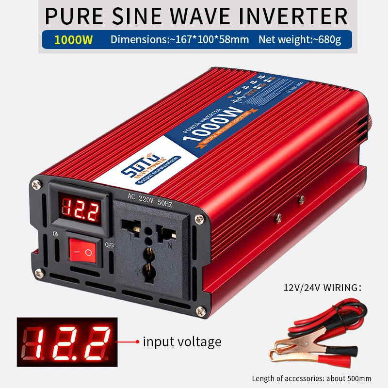 Pure Sine Wave Inverter DC 12v/24v To AC 110V/220V 1000W 1800W 2600W 3200W Portable Power Bank Converter Solar Inverter