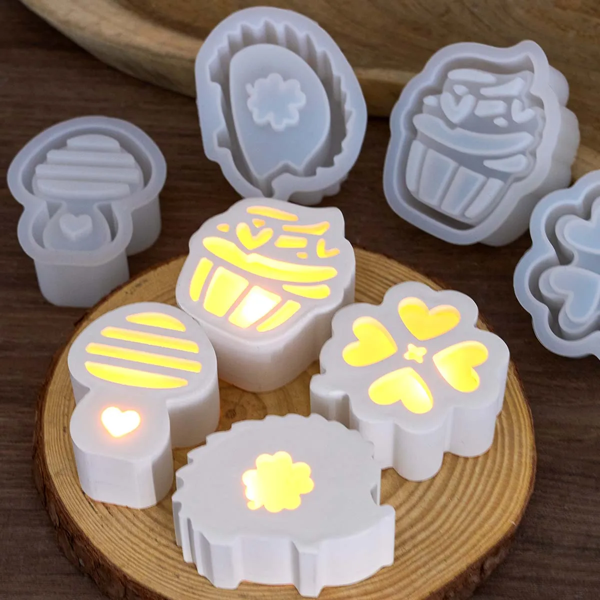 Hohl Klee Igel Kuchen Lagerung Box Lampe Silhouette Ornament Silikon Form Gips Geschenk Box Dekor Kerze Basis Harz Formen