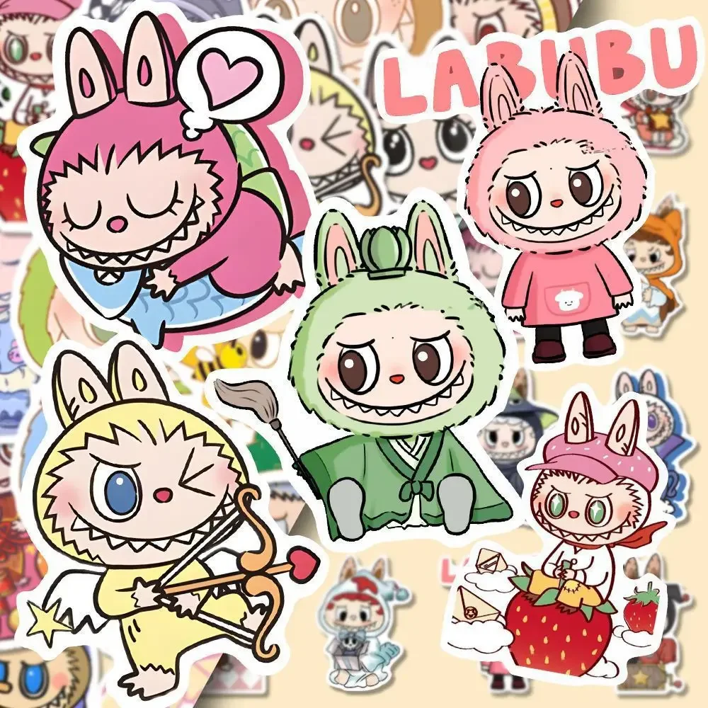 20/80Pcs New Labubu Monster Cartoon Waterproof Stickers Pack Cute Water Bottle Laptop Skateboard Scrapbook Anime Accessories