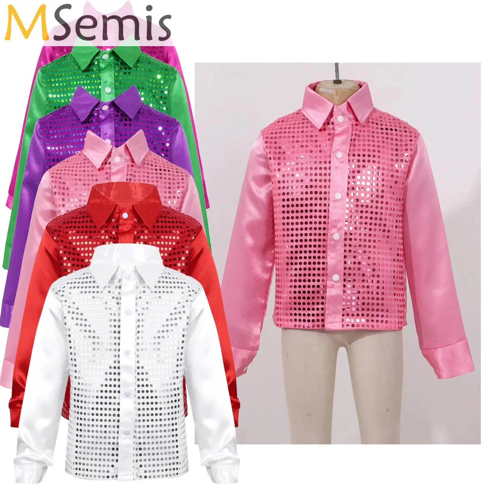 Kids Boys Girls Shining Sequins Jacket Waistcoat for Hip-hop Jazz Christmas Party Stage Performance Costumes Jazz Dance Clothes