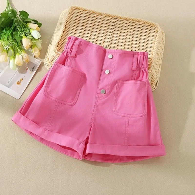 Girls' Summer Shorts 2026 New Lightweight Cotton Play Shorts Breathable Stretchy Waist Kids' Outdoor Playwear