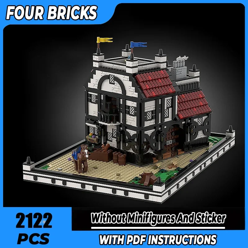 

Строительные блоки Moc, средневековая таверна, технология, модульные кирпичи, модель подарков, рождественские игрушки, наборы «сделай сам», сборка