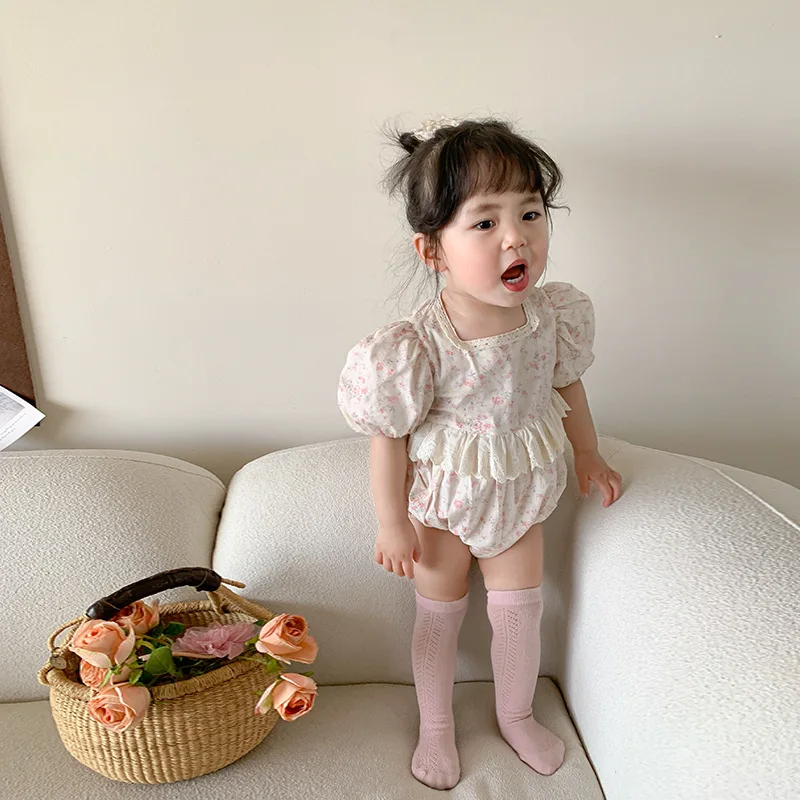 

Baby Clothing Romper Summer New Fashionable Korean Style Newborn Fashionable Floral Casual Simple Kids Sweet Clothes