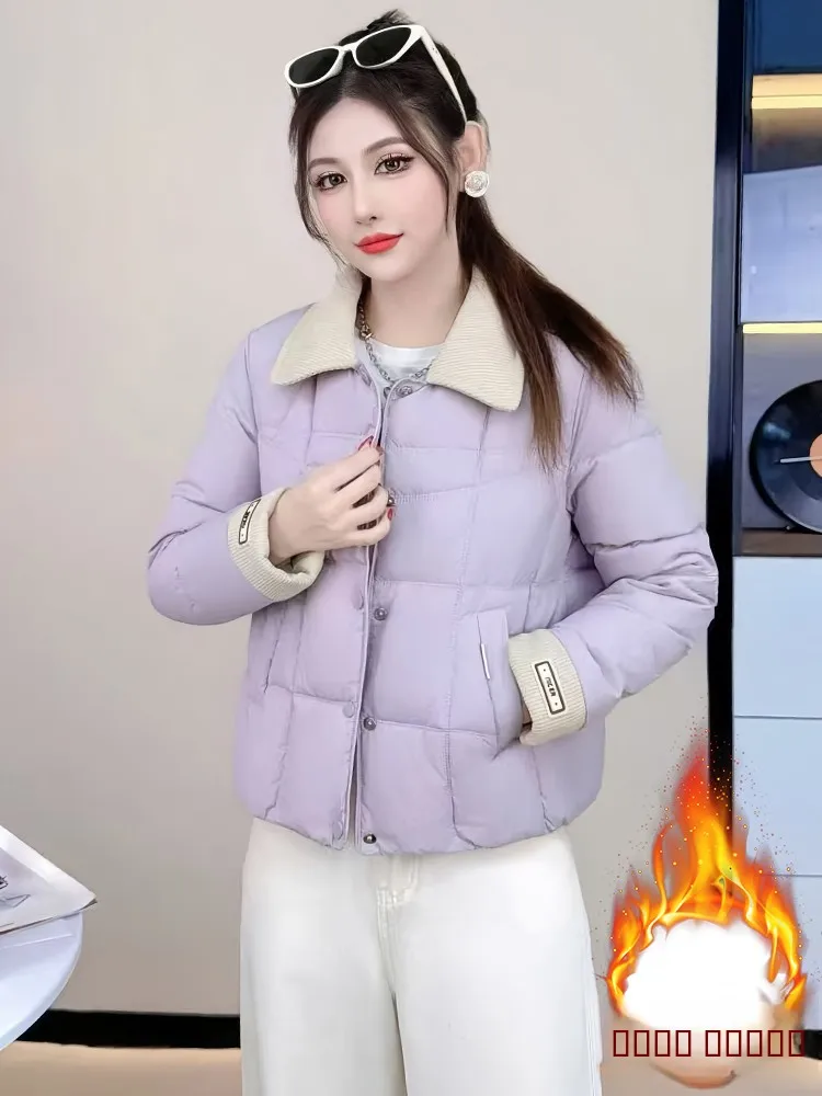 

Faionable Thiened Cotton Jaet Women's Sle Winter Warm Fce Lined Stand Collar Coat Korean Version Loose Fit Outerwear