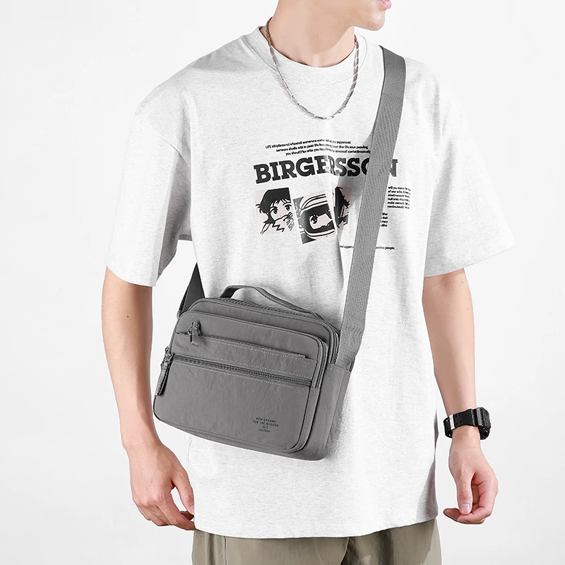 Leichte Herren-Umhängetasche aus Oxford-Stoff – Mehrschichtige, robuste Schultertasche für den täglichen Pendelverkehr und Reisen – Schulter-Brusttasche – Detail 5