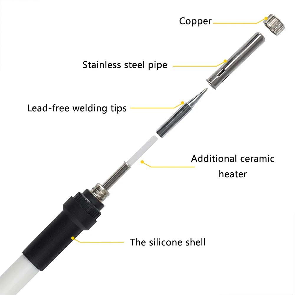 Menyelesaikan Iron Kit 60W Ceramic Heater 14 in1 Soldering Tool 200 to 450°C AdjustableTin Welding Machine with Tips Solder Wire