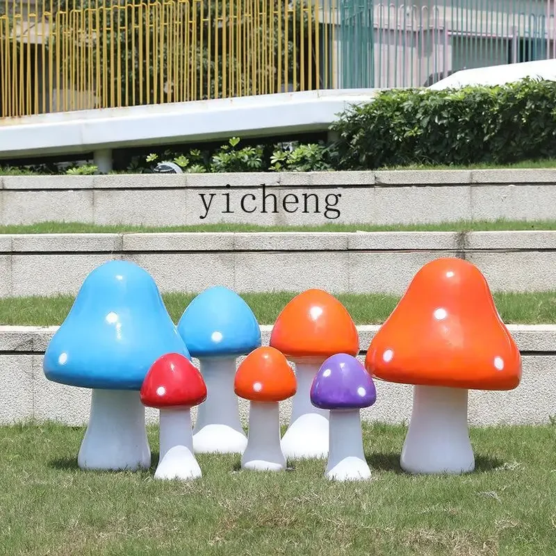 W28 Mushroom Large Ornament Simulation Outdoor Sculpture Garden Landscape Lawn Decoration