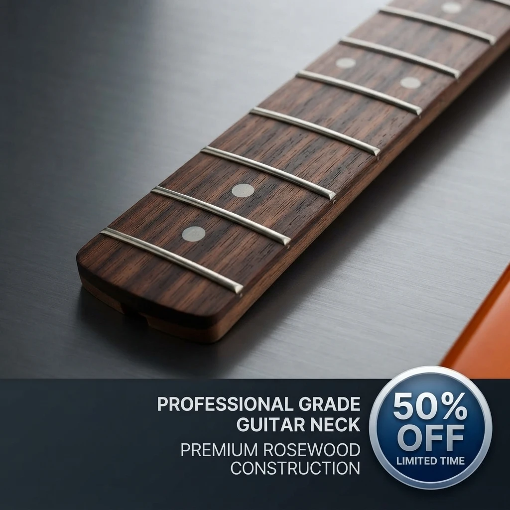 Premium ST Style Maple Electric Guitar Neck Rosewood Fingerboard Strat Replacement Part - Vintage Silver Sparkle Finish