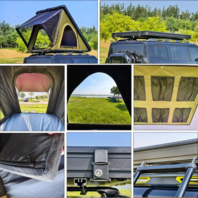 Aluminum Camping Solar Panels Hard Shell Lightweight Rooftop Tent