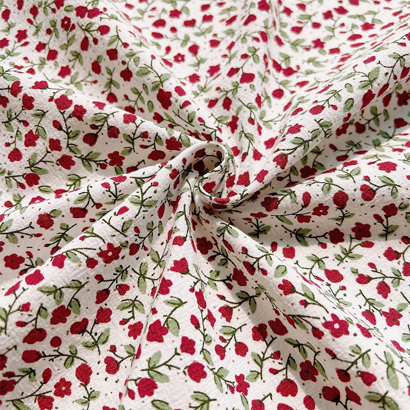 140x50cm Washed Cotton Sand Washed Crepe Printed Fabric, Spring Summer Children's Short Sleeve Shirt Dress Sewing Cloth