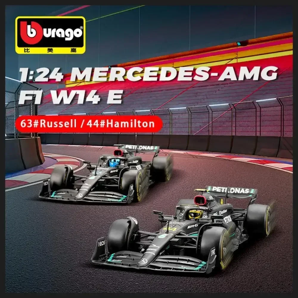 Bburago 1:24 W14 2023 Mercedes-Amg Petronas F1 Team #63 Russell 44# Hamilton Alloy Car Die Cast Car Model Competition Vehicles