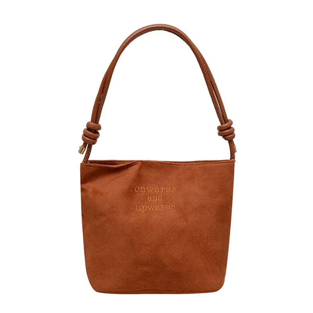 Portable Suede Shoulder Bag Large Capacity Daily Outfit Bucket Bag Multicolor Lightweight Underarm Bags Women Female