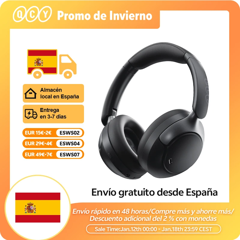 QCY H3 Pro ANC auriculares inalámbricos 50dB cancelación de ruido auriculares de Audio espacial de alta resolución con LDAC Bluetooth 5,4 auriculares sobre la oreja