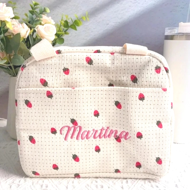 Embroidered Name Lunch Bag, Insulated Lunch Tote, Corduroy Cooler Tote for Office Work, Lunch Box for Teachers,Great Gifts Idea