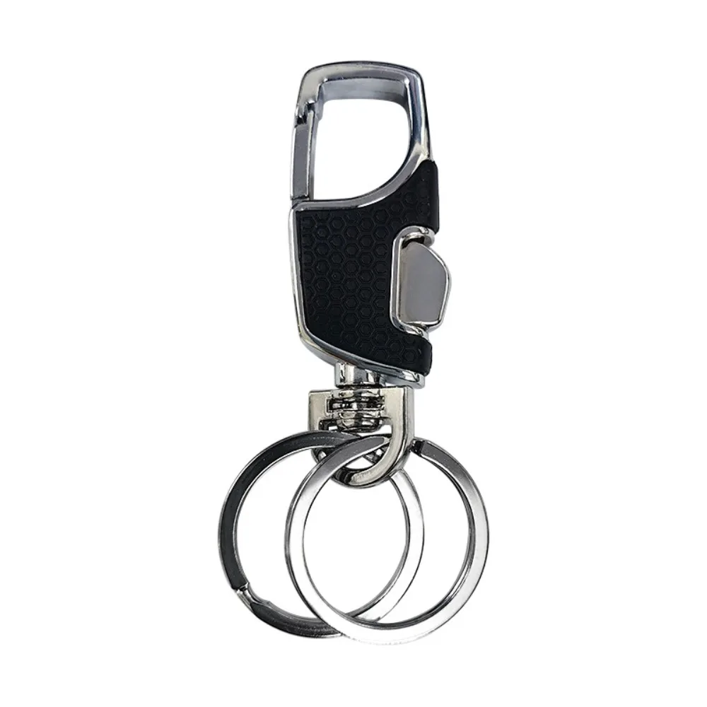 Fashion One Click Open Car Key Chain Loss-proof Thickened Keyring Holder Black Clasp Portable Belt Key Chain Gifts