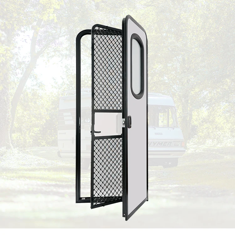 Motorhome Parts America Style With Black Door Frame And White Panel Rv Entry Door For Camper Screw Installation