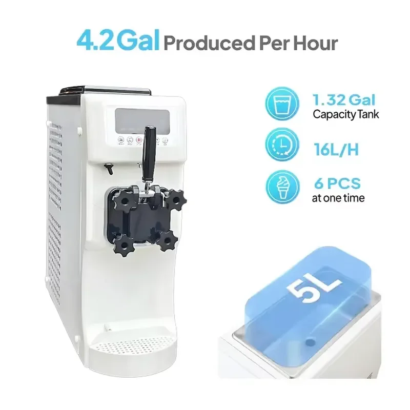 Automatic Soft Serve Ice Cream Maker Machine Single Flavor Home Appliance Compact Design Easy Operation DIY Frozen Dessert
