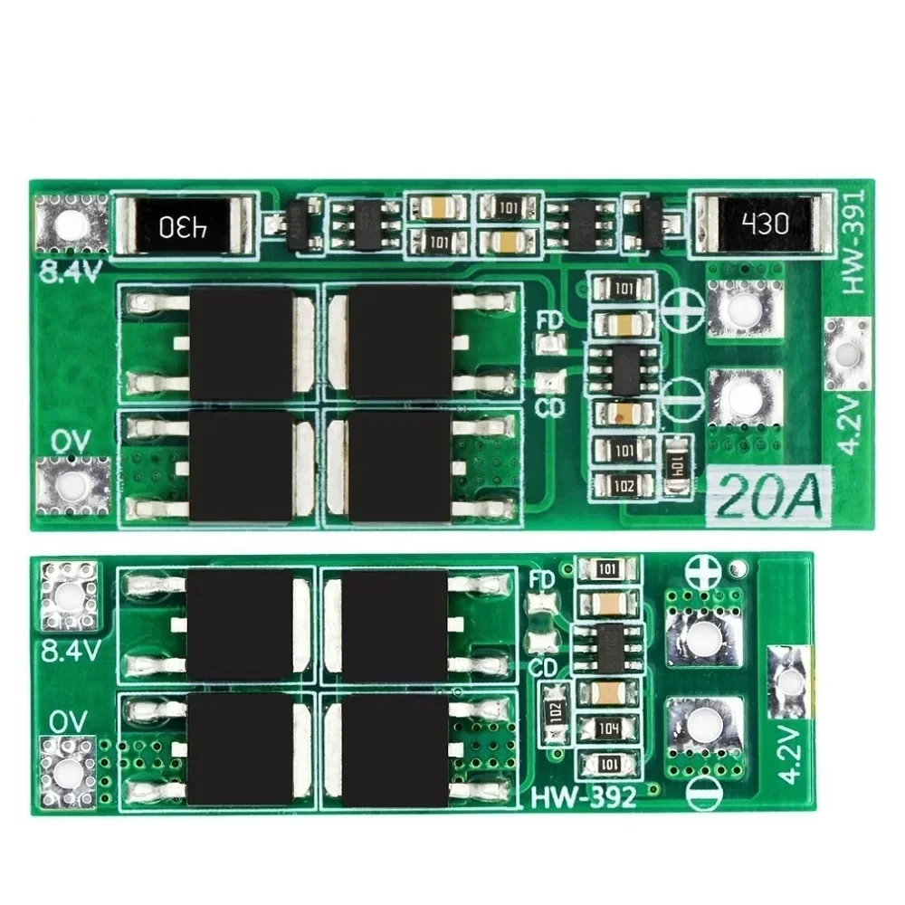2S 20A 7.4V 8.4V 18650 Lithium Battery Charger Protection Board PCB BMS Board Standard / Balanced 20A Current Module For DIY