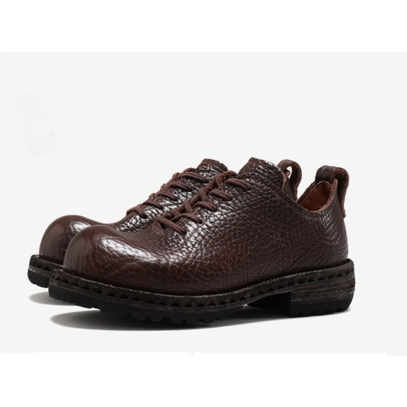 Black Brown Genuine Leather Casual Dress Shoes for Men Handmade Thick Sole Height Increasing Luxury Designer Shoes