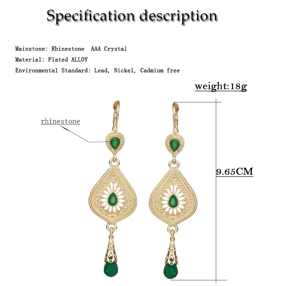 Sunspicems Gold Color Morocco Earring Arabic Jewelry For Women Algeria Long Drop Earring Bride Wedding Banquet Jewelry Gift image 6