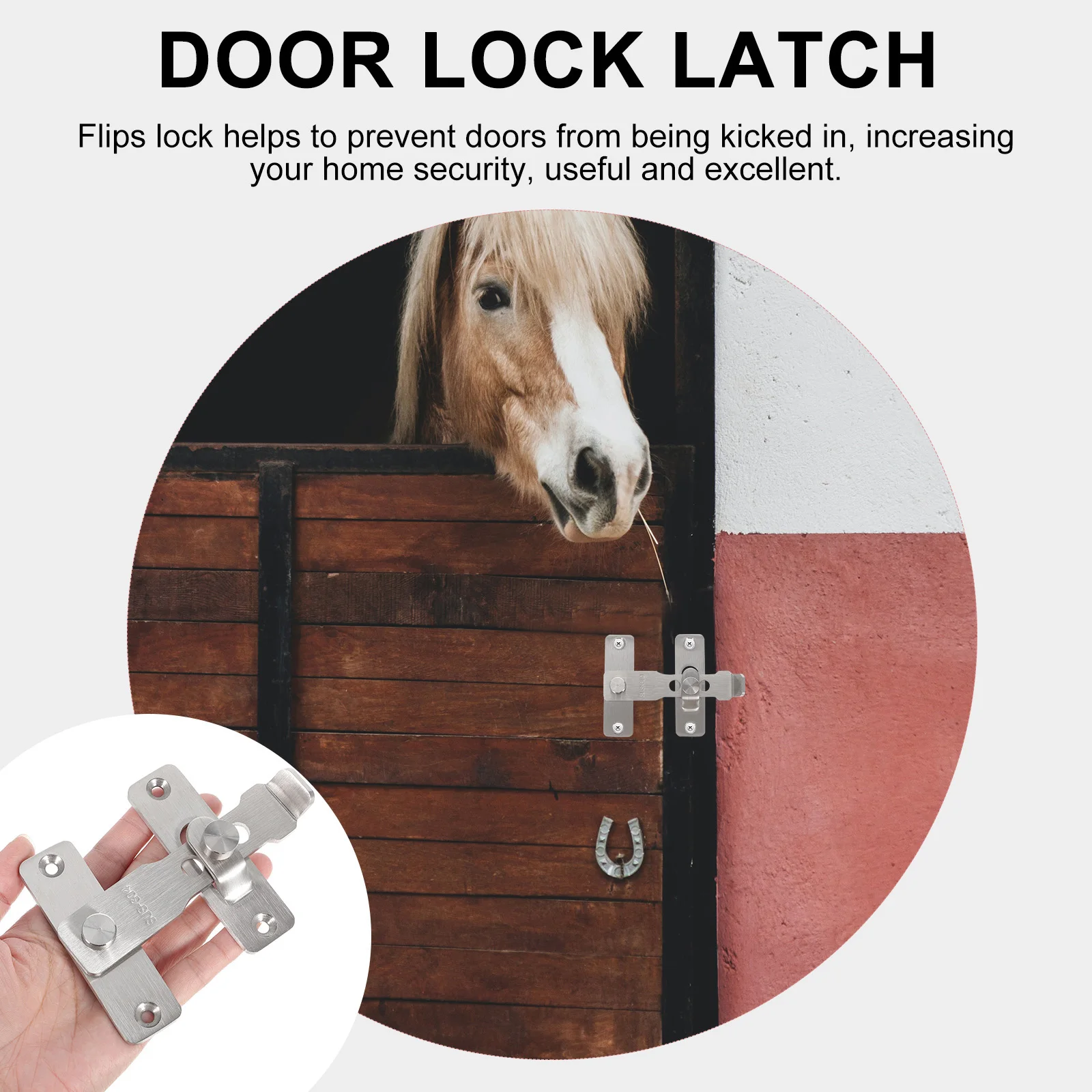 Stainless Steel Heavy Duty Safety Bolt Barn Corrosion Resistant Moisture Proof Sturdy Strong Easy Installation 360 Rotation Left