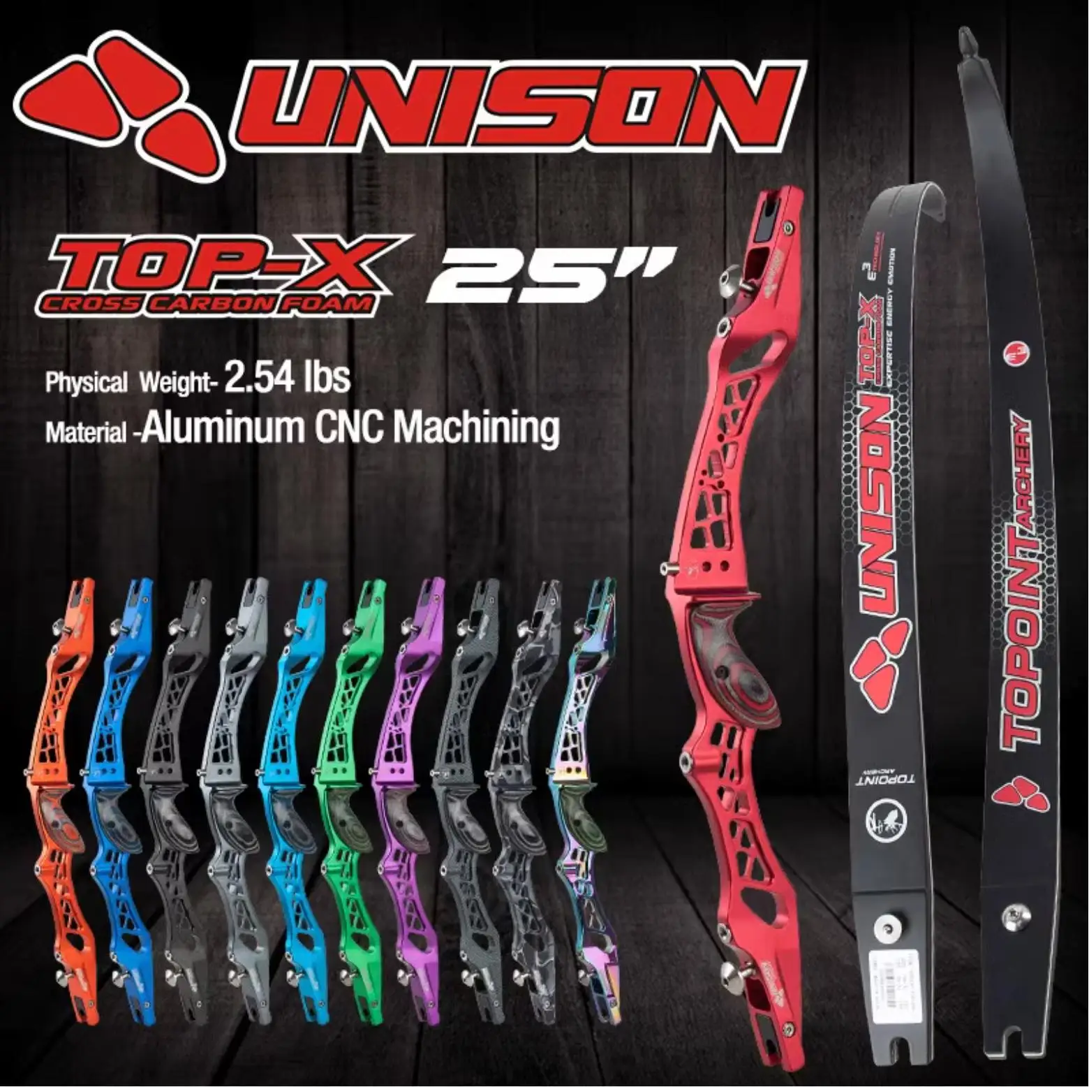 

Topoint 25'' UNISON Recurve Bow Riser Left Right Hand ILF Wood Adjustable center line Sports competitive bow handle