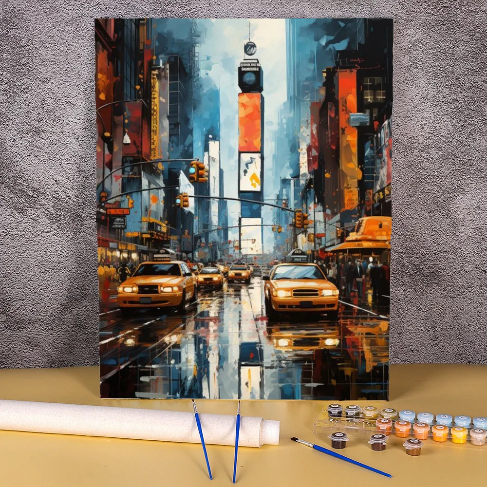 

Oil Painting By Numbers For Adults City Building Picture Handpainted On Canvas Paint Kit Drawing Number Painting Home Decor Gift