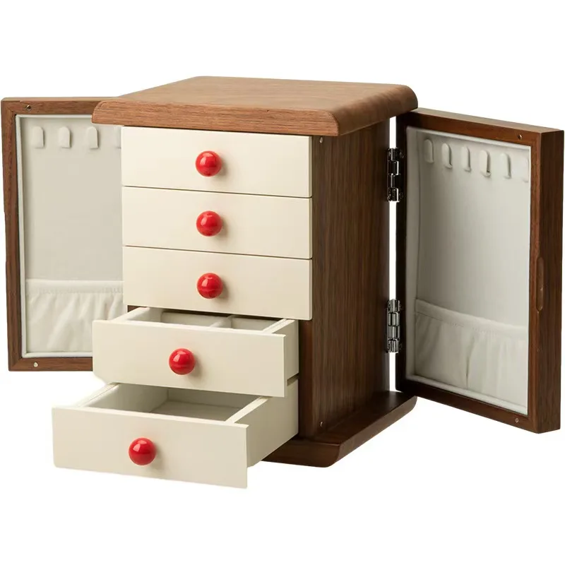 Jewelry box storage box high-grade exquisite hand and ear accessories multi-layer large capacity wooden jewelry cabinet