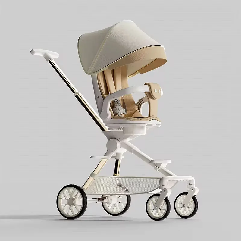 Lightweight Stroller High Landscape Folding Newborn Travel Stroller Can Sit and Lie Down Two-way Swivel Seat Baby Stroller