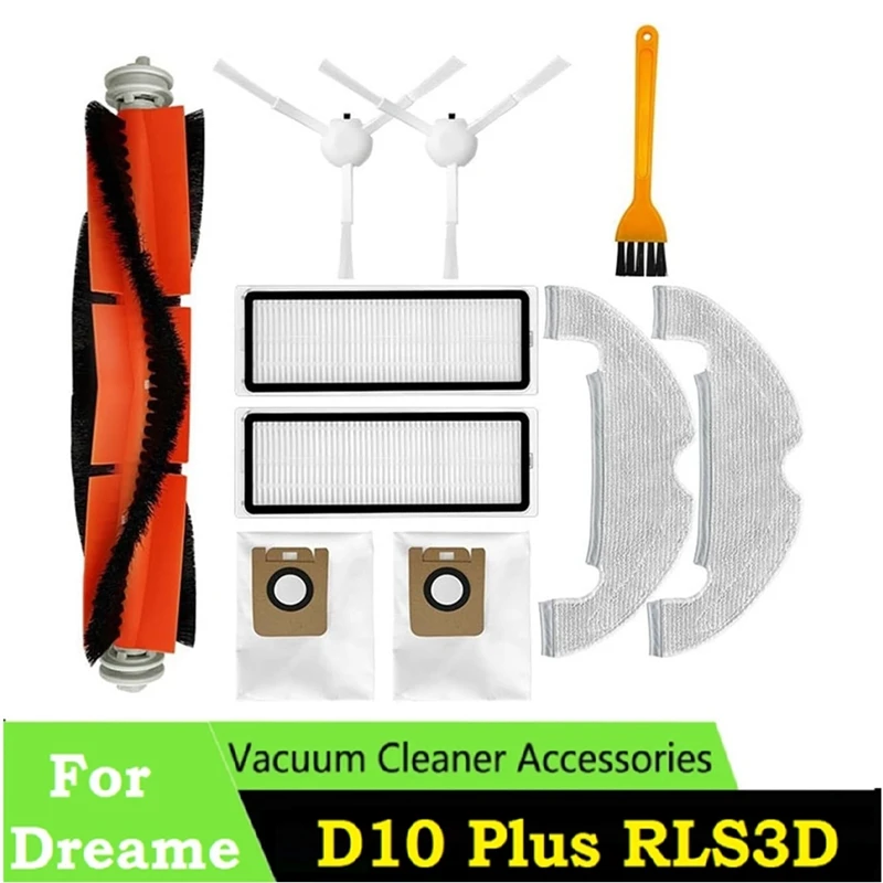 

10PCS Accessories Kit for Xiaomi Dreame Bot D10 Plus RLS3D L10Plus/Z10Pro Vacuum Main Side Brush Filter Dust Bag Mop Rag